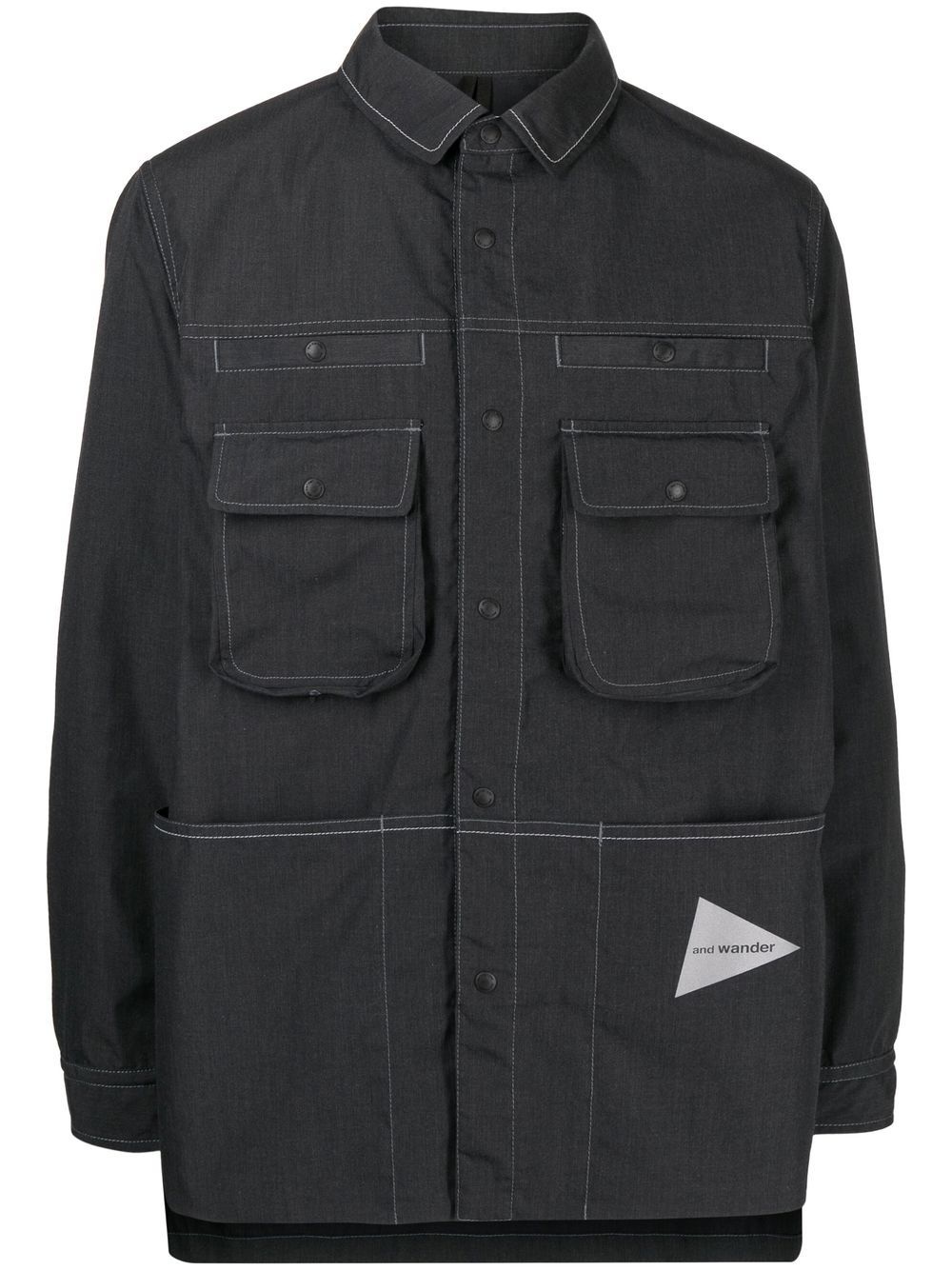 logo-print shirt jacket - 1