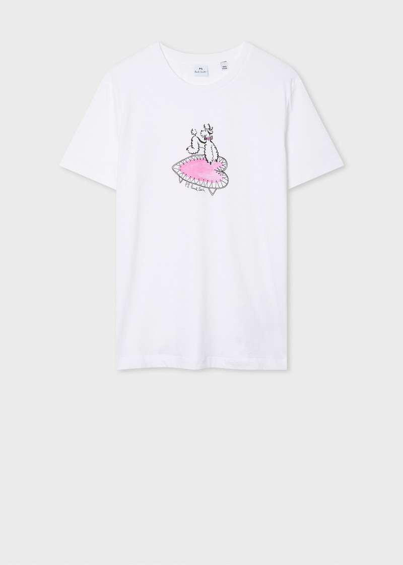 Women's White 'Poodle Print' T-Shirt 1