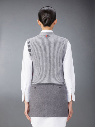 Thom Browne Merino Wool 4-Bar Cropped Cable Cardigan Vest outlook