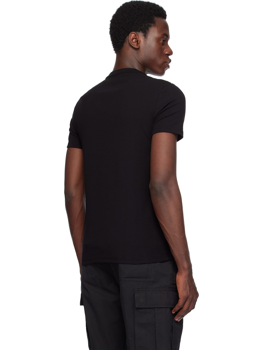 Black Cotton Stretch Jersey T-shirt - 3