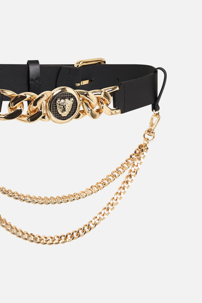 CAMILLA LEOPARD BUTTON BELT WITH CHAINS outlook