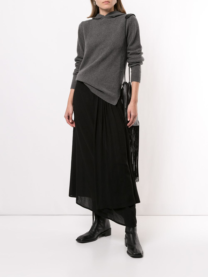 Rick Owens long-sleeved side slit hoodie outlook