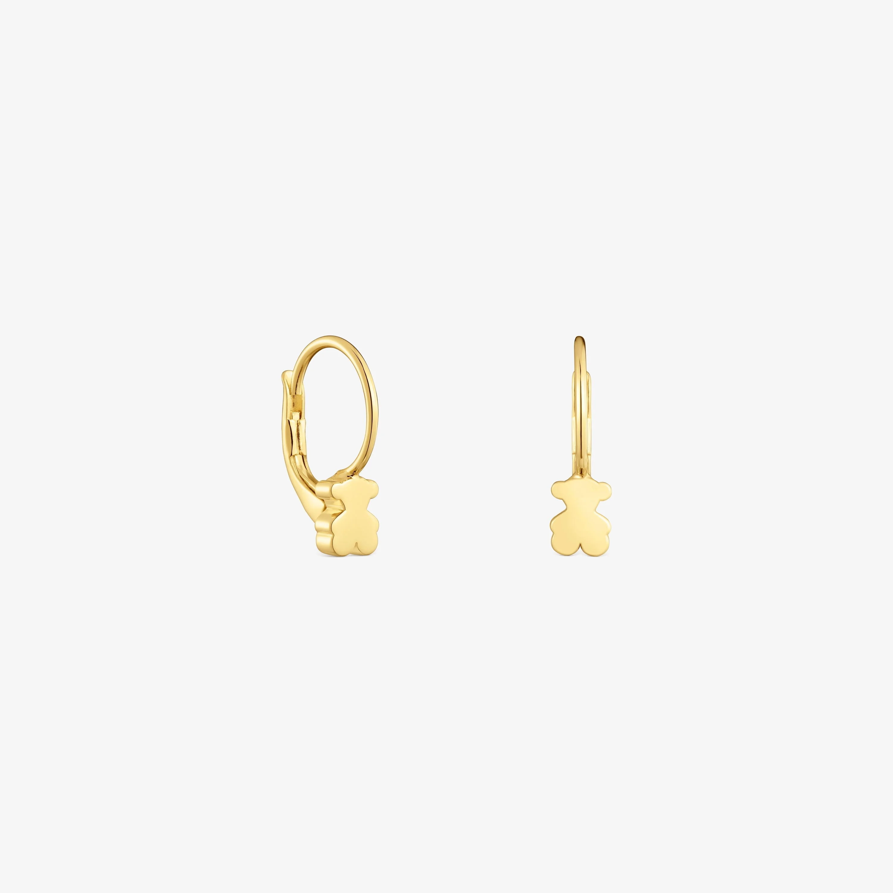 6mm 18K solid gold bear-motif Hoop earrings Sweet Dolls - 1