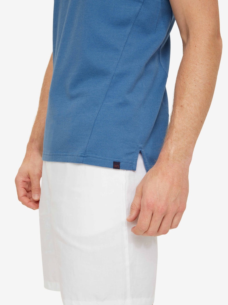 Men's Polo Shirt Ramsay 3 Pique Cotton Tencel Blue - 7