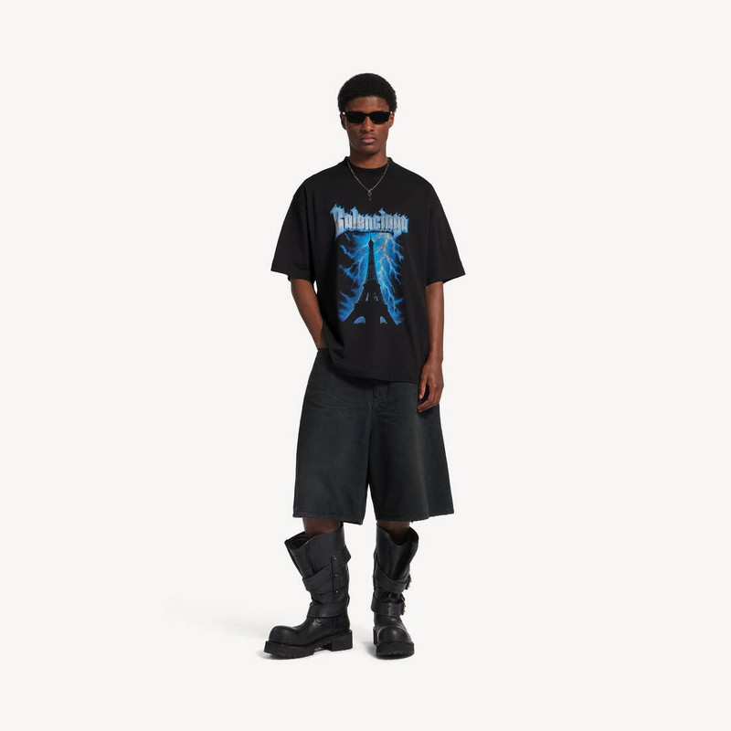 BALENCIAGA Men's Paris Thunderstorm Oversized T-shirt in Black outlook