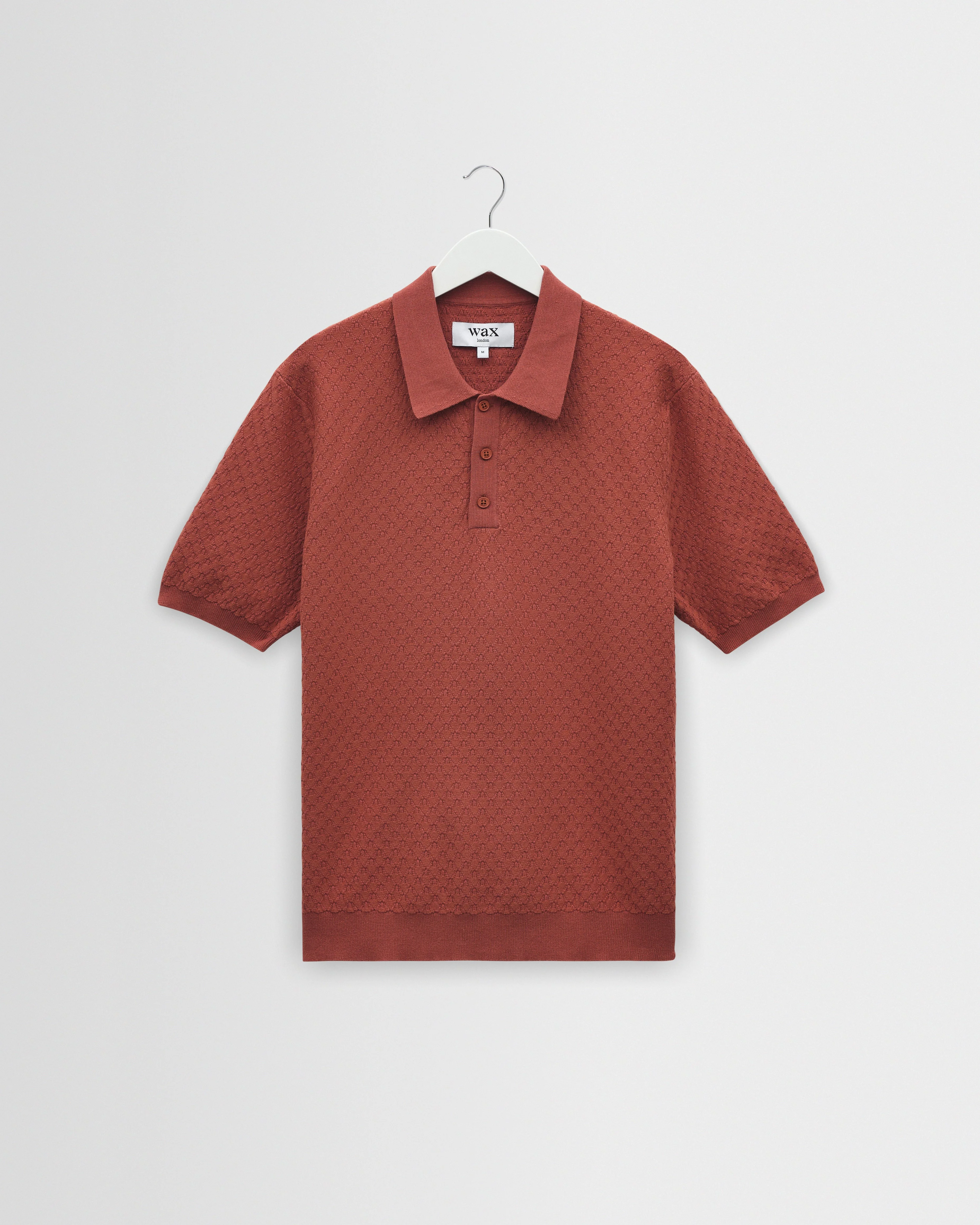 Naples - Rust Retro Diamond Knitted Polo - 1