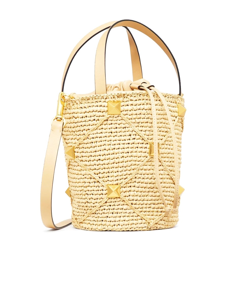 Roman Stud Raffia Bucket Bag - 2
