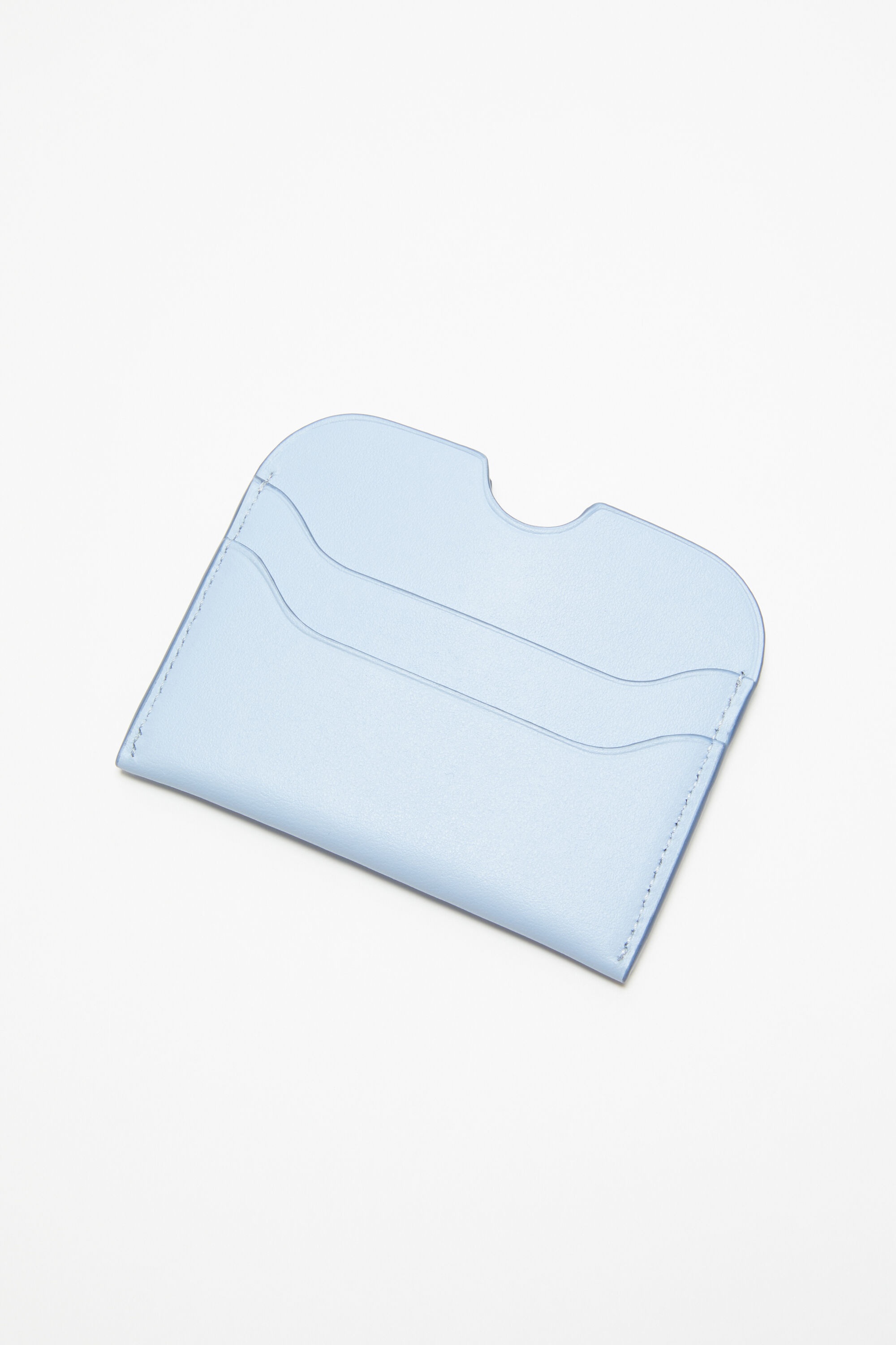 Leather card holder - Baby blue/brown - 4