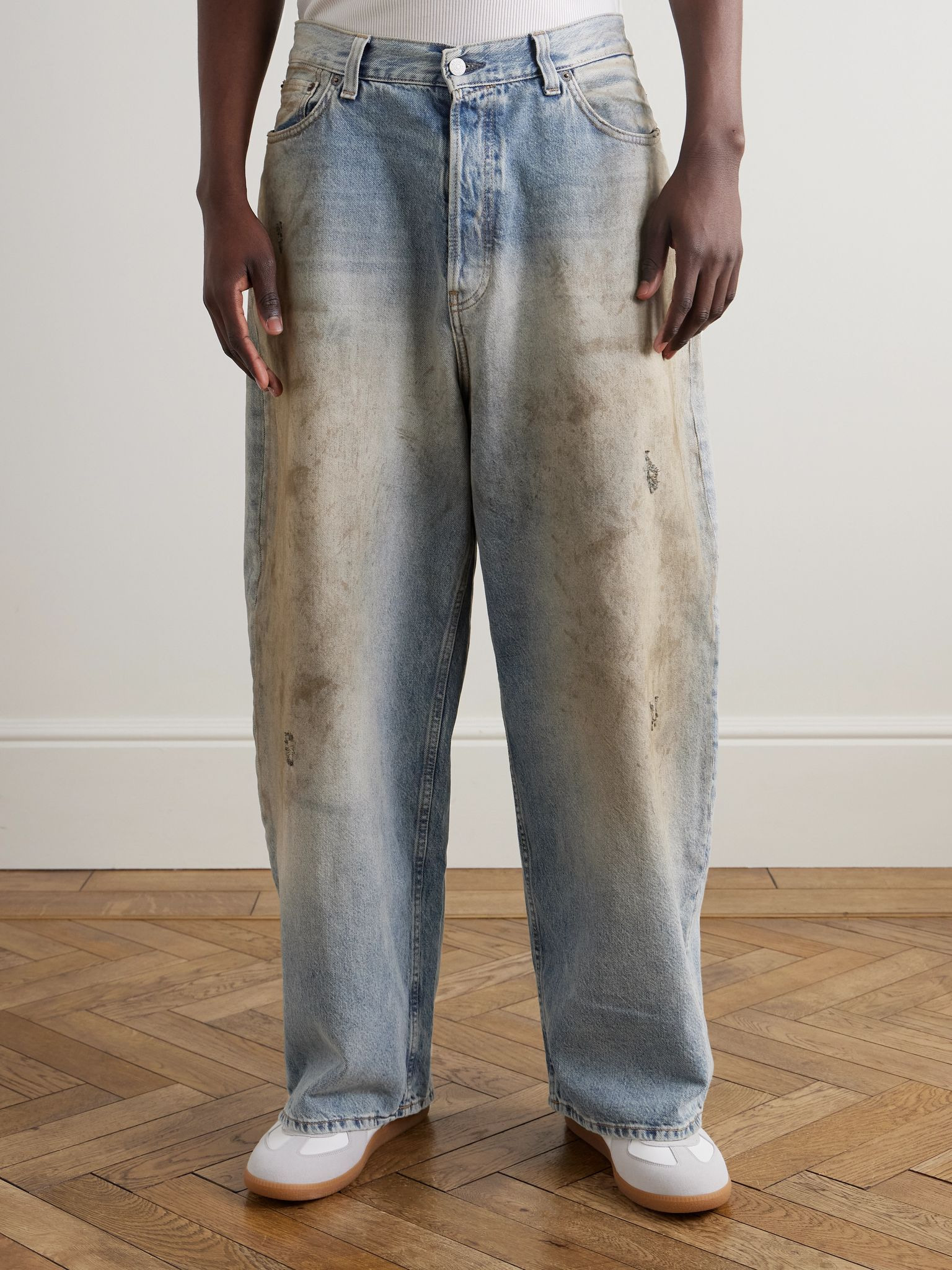 Straight-Leg Distressed Jeans Blue - 3