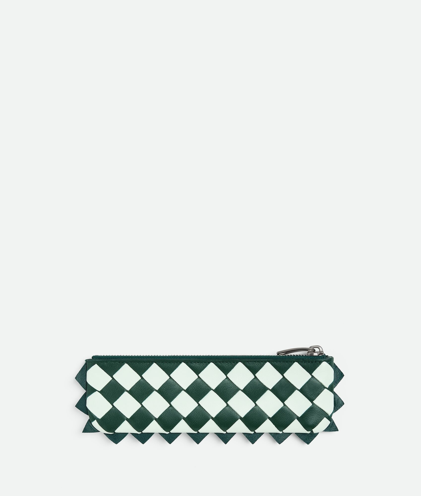 Intrecciato check bicolor leather pencil case with dragon crest detail - 3
