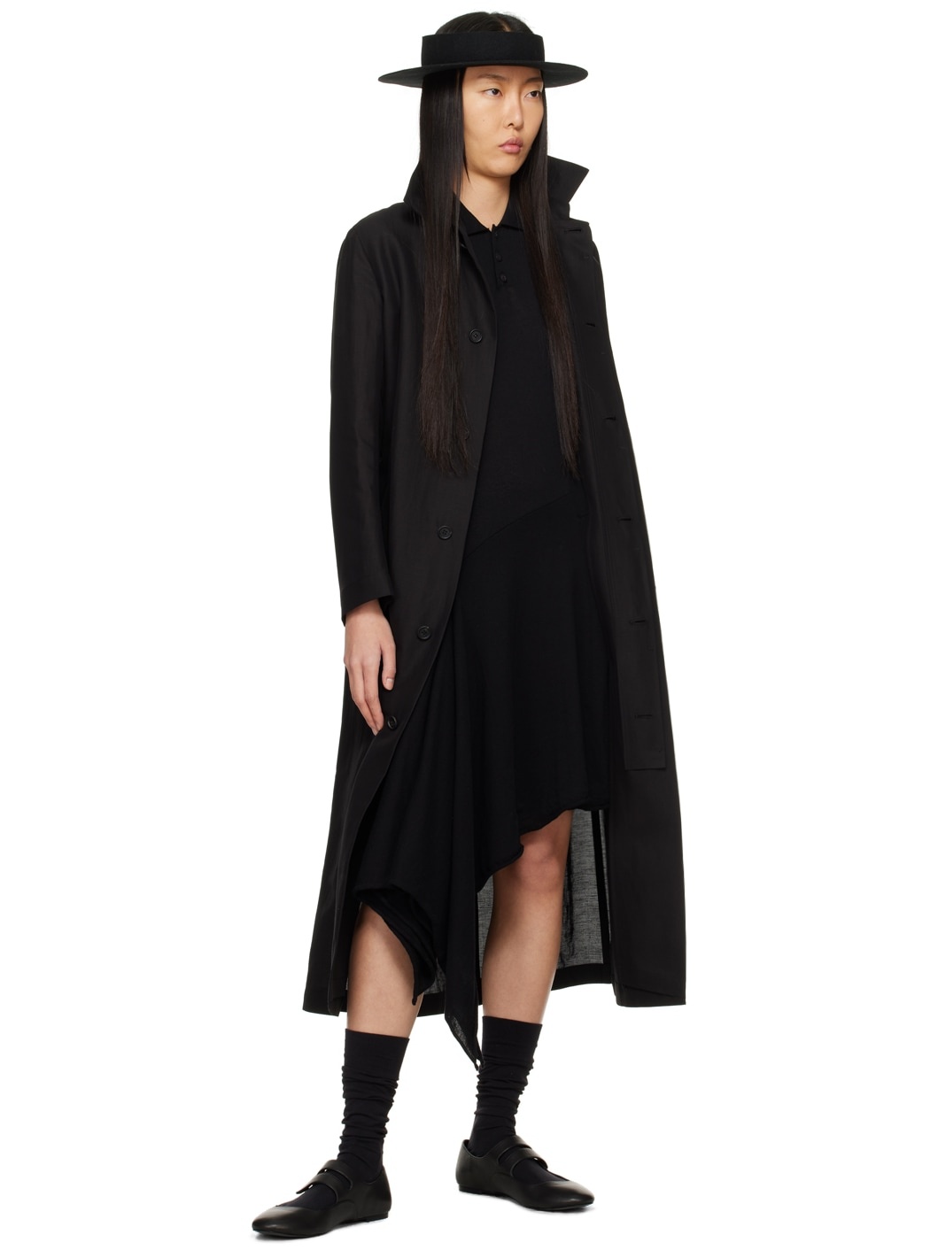 Black Semi-Sheer Coat - 4