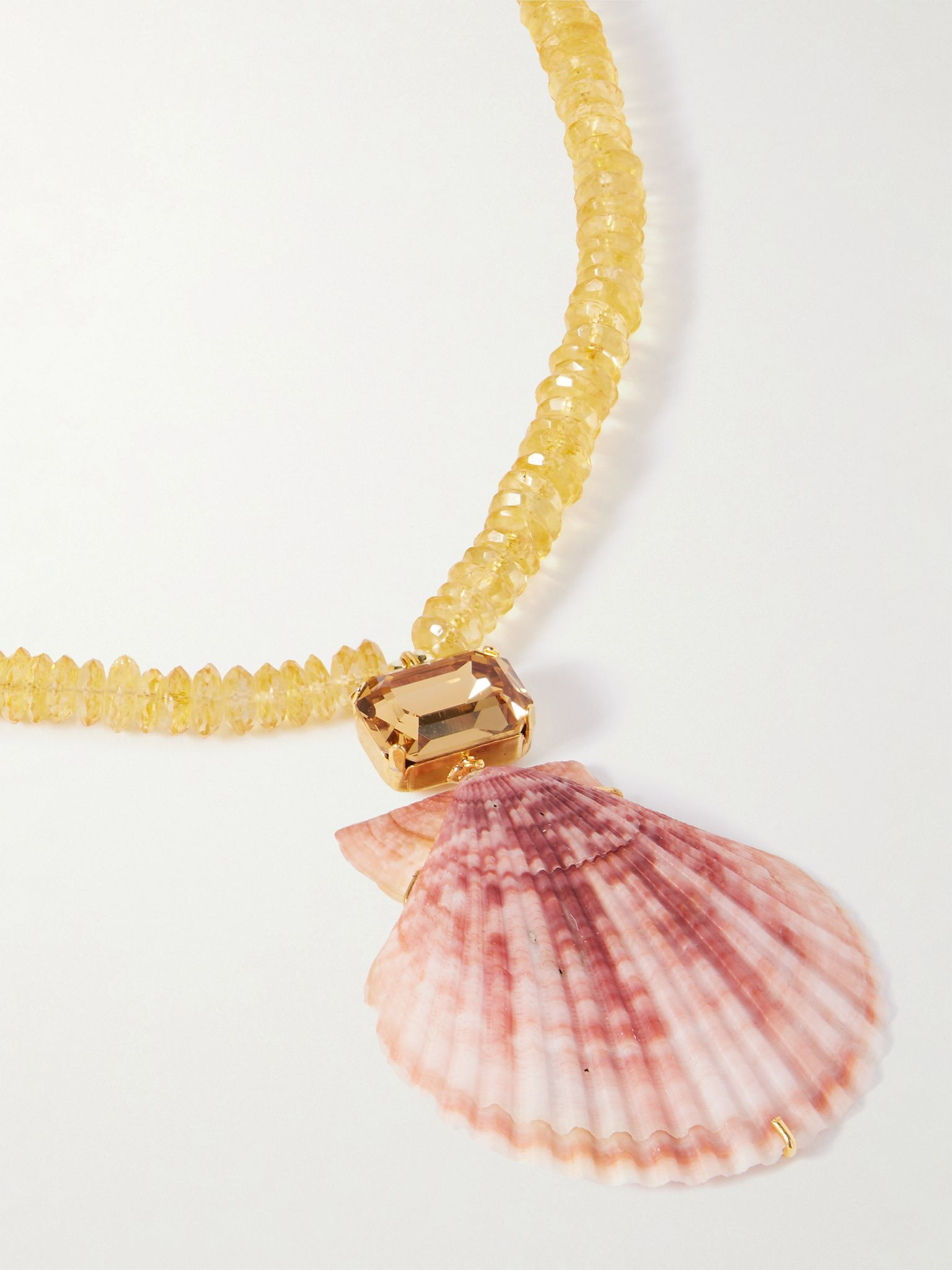Roma gold-plated, citrine, shell and crystal necklace Red - 4