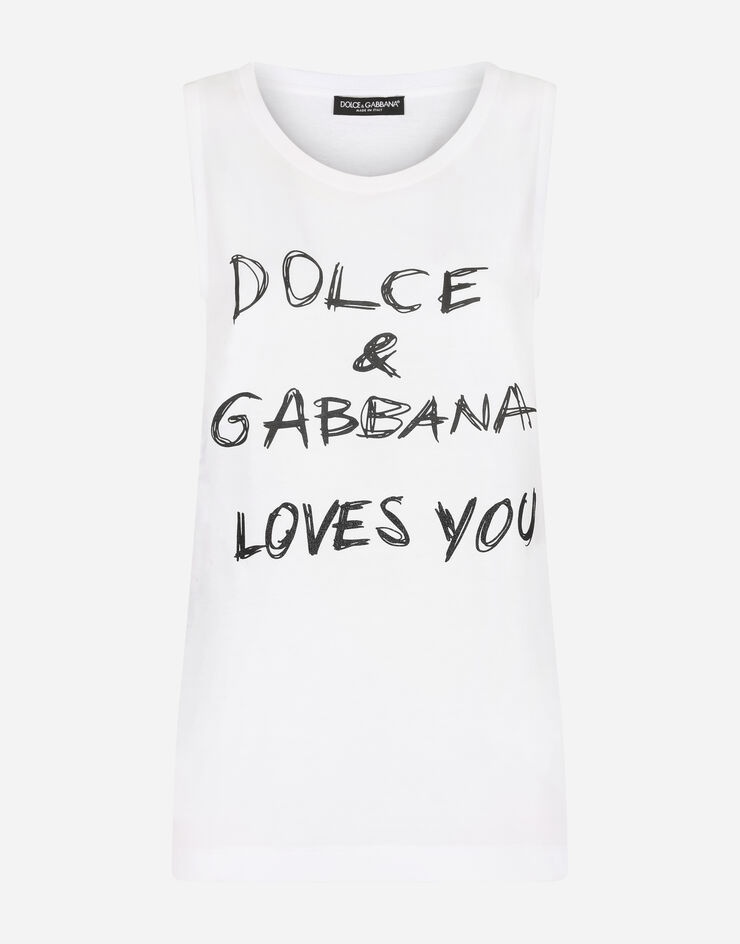 Jersey tank top with Dolce&Gabbana loves you lettering - 3