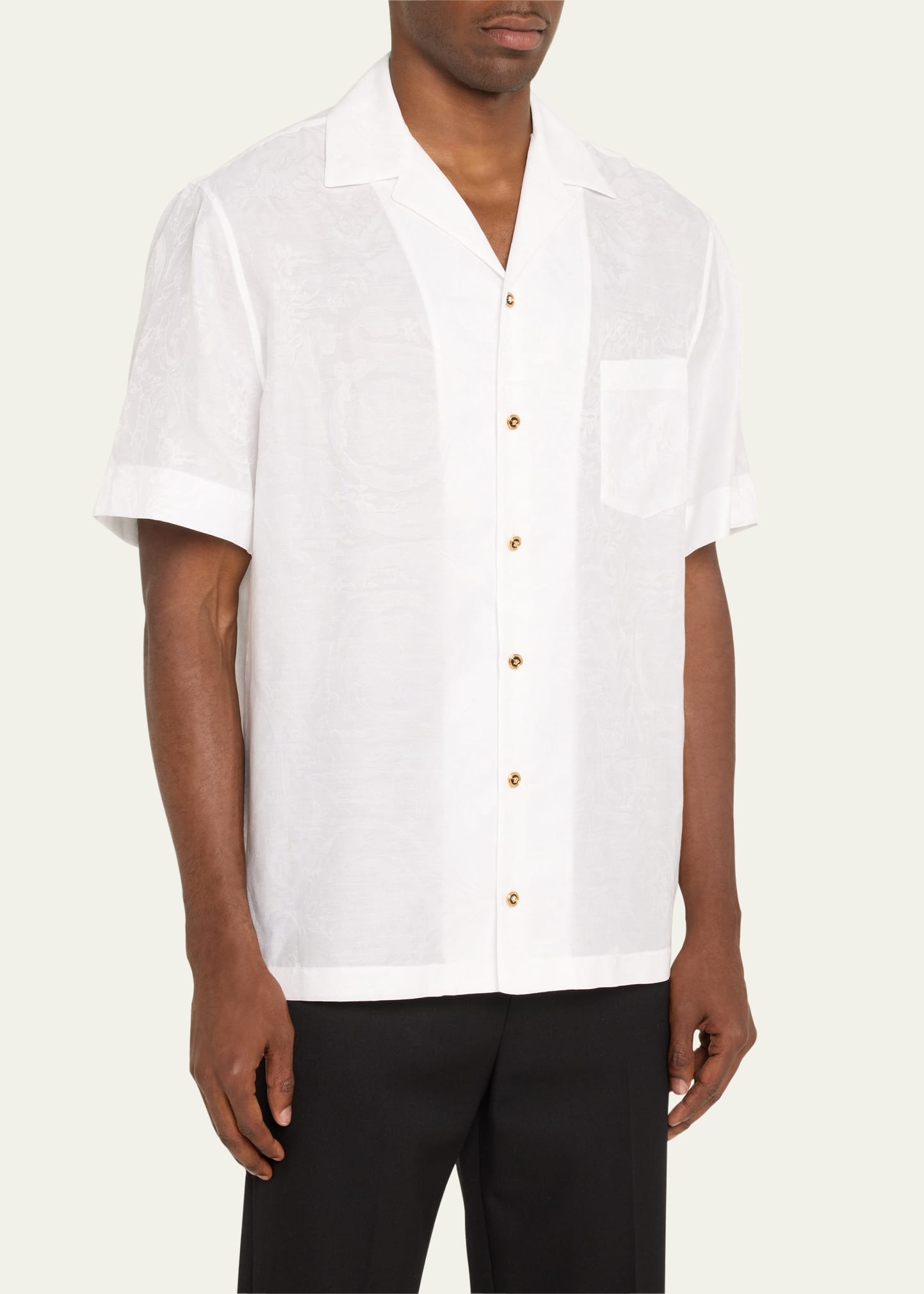 Men's Barocco Jacquard Camp Shirt - 4