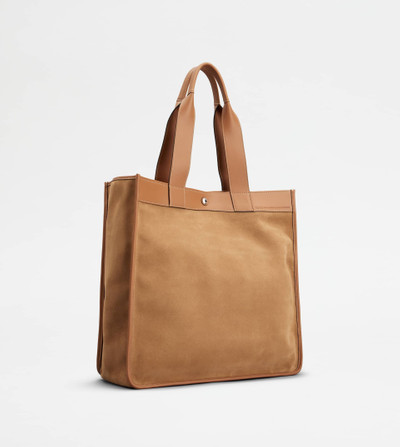 Tod's TOTE SHOPPING BAG IN SUEDE MEDIUM - BROWN outlook