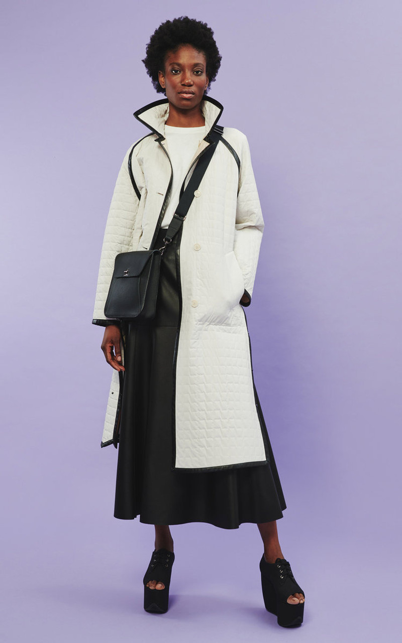 AKRIS Kevin Lerit Reversible Quilted Taffeta Coat black/white outlook