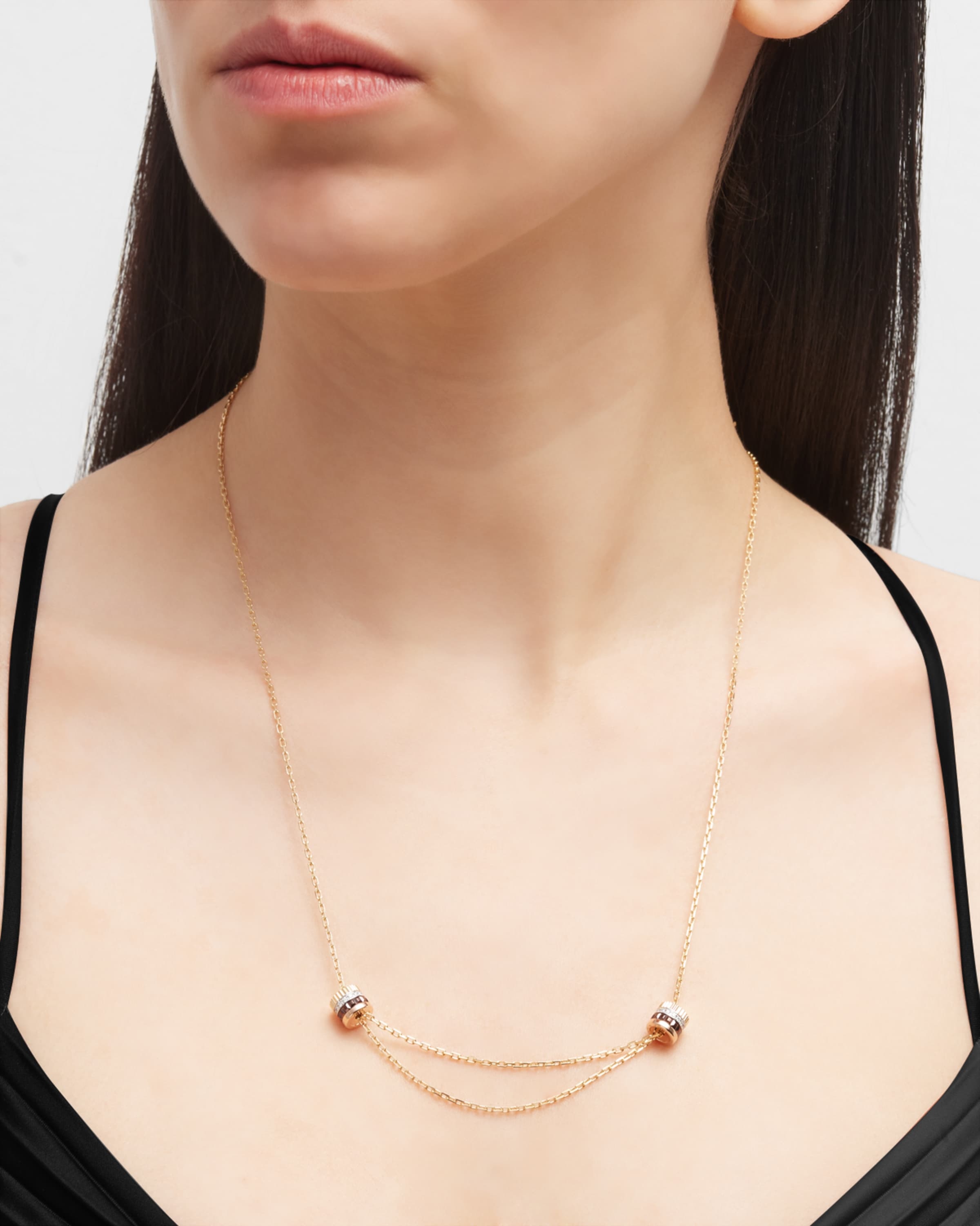 Tricolor 18K Gold Quatre Brown PVD and Diamond Necklace - 2