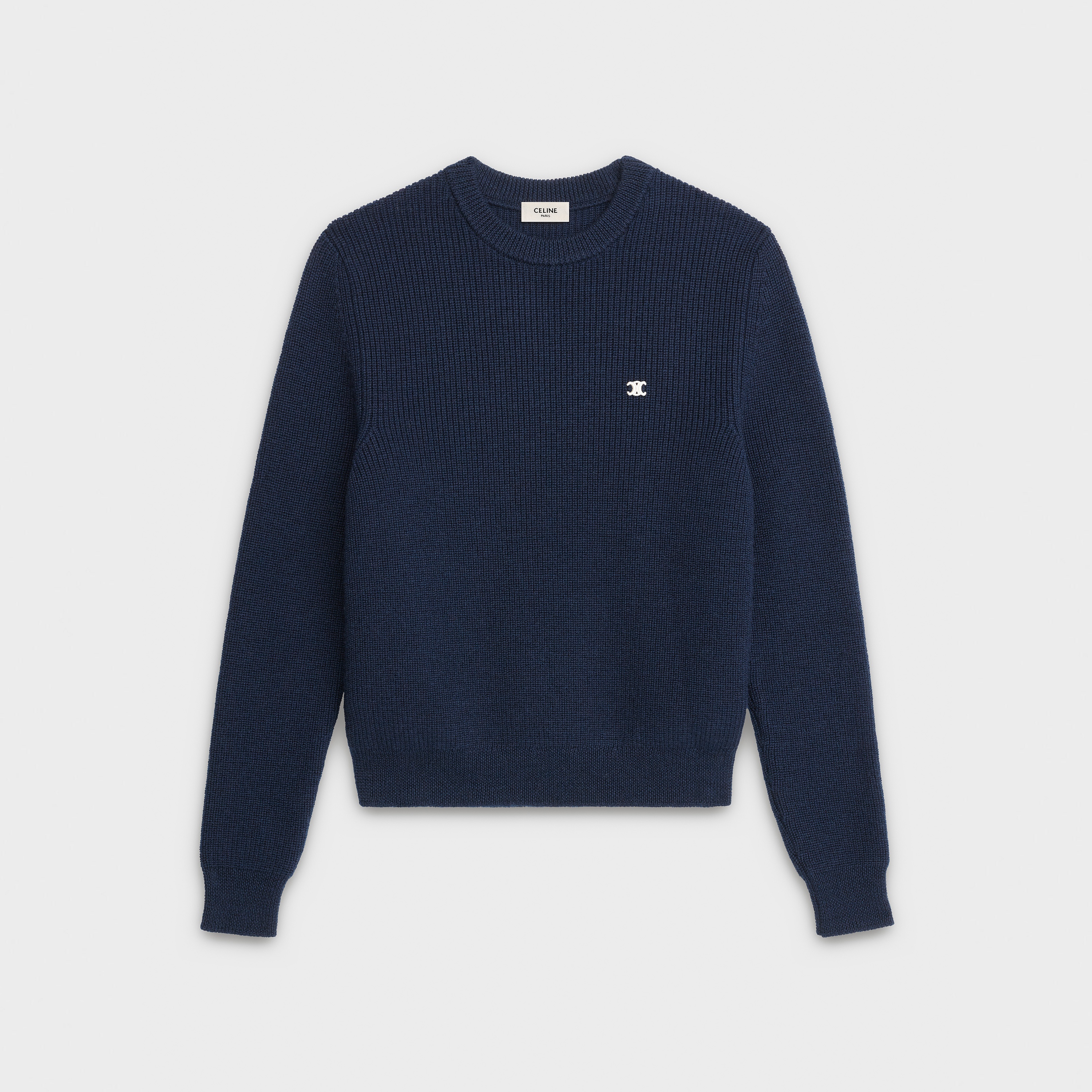 CREW NECK SWEATER IN 'TRIOMPHE' RIBBED WOOL - 1