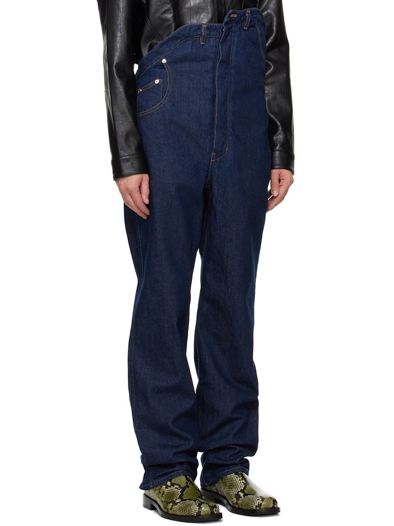 JUNTAE KIM Indigo Asymmetric Flower Jeans outlook