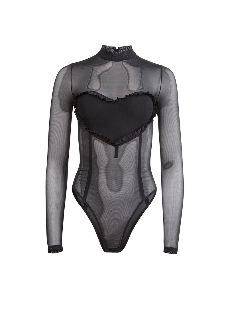 Mesh Ruffle Heart Bodysuit 1
