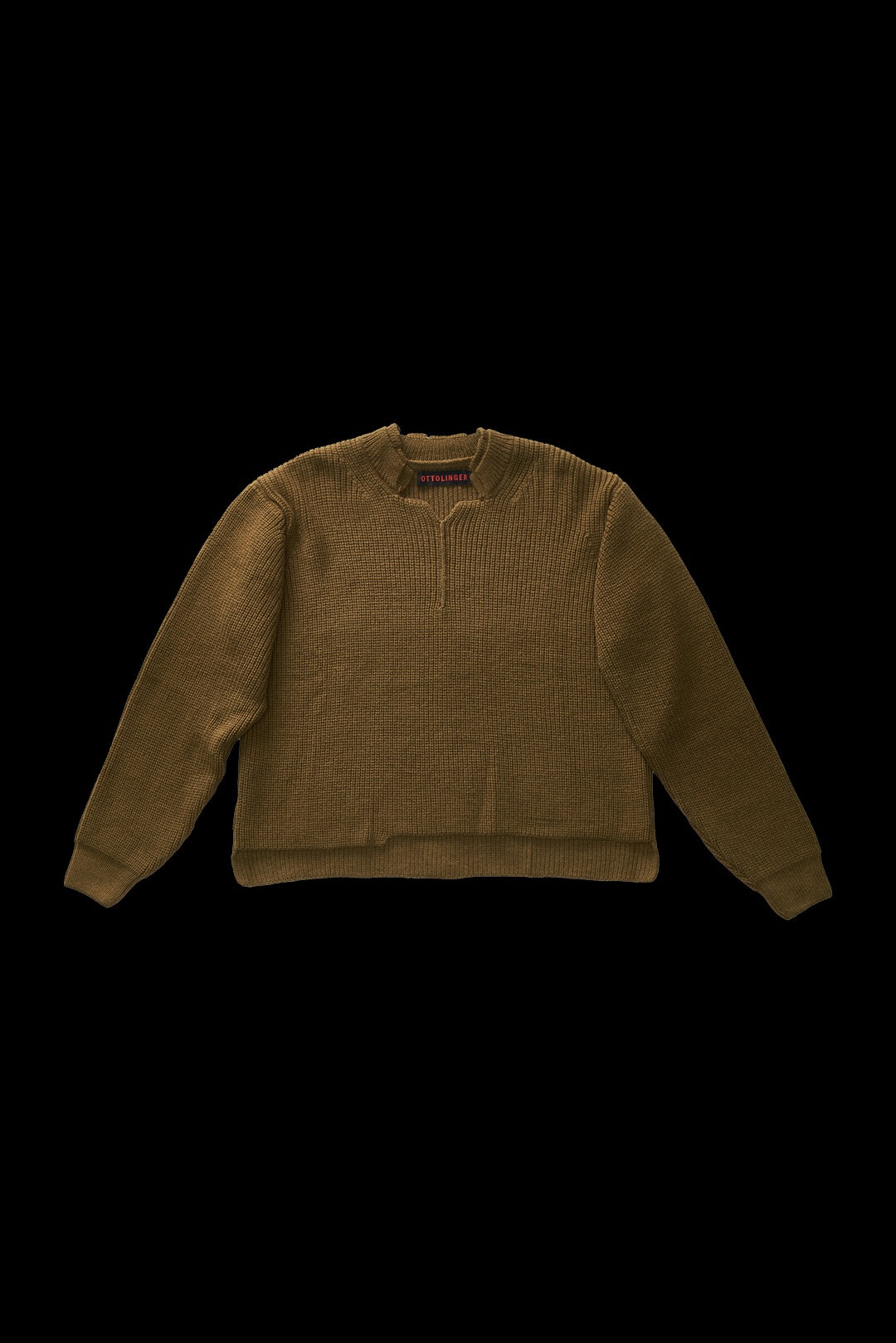 OTTOLINGER Open Knit Collar Sweater Olive - 1