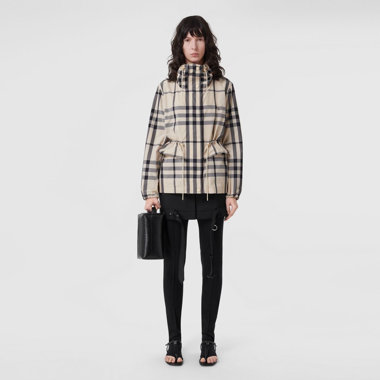 Embossed Check Leather Travel Pouch - 8