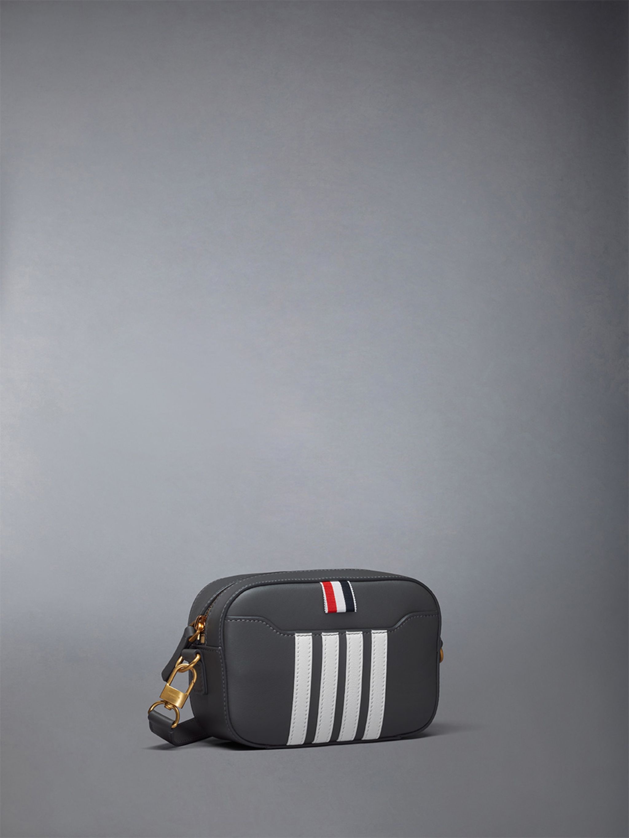 Horizontal Camera Bag W/ 4 Bar Stripes in Smooth Calf - 2