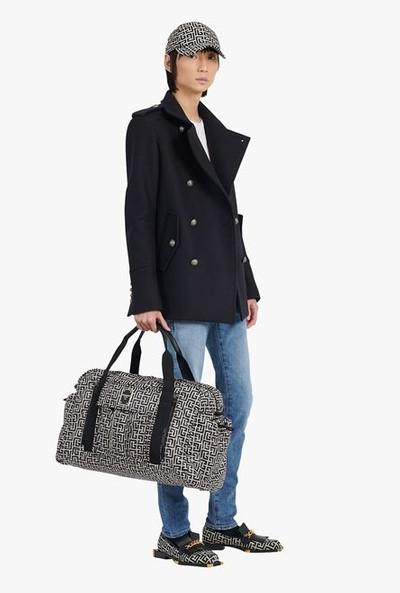 Balmain Blue wool military pea coat with double-breasted silver-tone buttoned fastening outlook