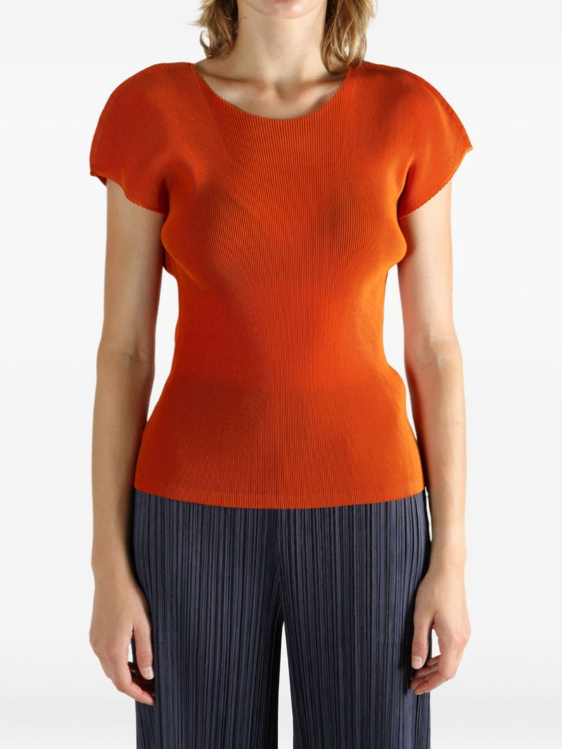 Pleats Please Issey Miyake short-sleeve pleated top outlook
