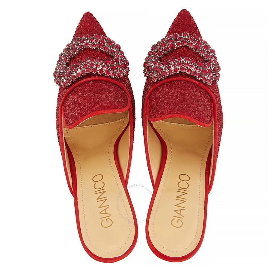 Giannico - Giannico Ladies Ruby Red Daphne Glittered High-heel Mules - 3