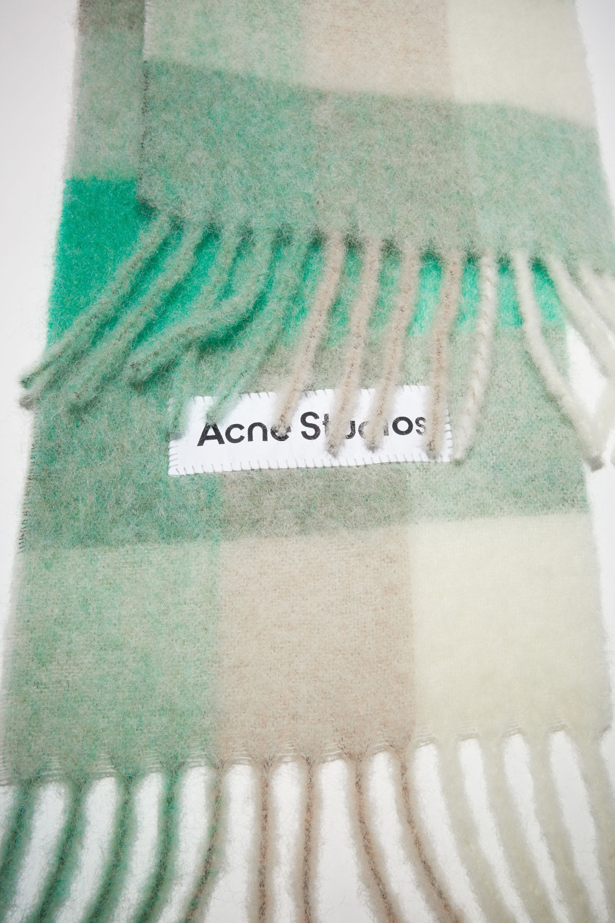 Mohair checked scarf - Green/grey - 4
