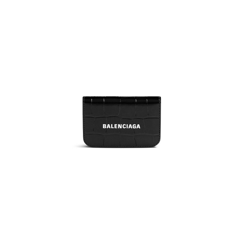 Cash Mini Wallet Crocodile Embossed in Black/white 1