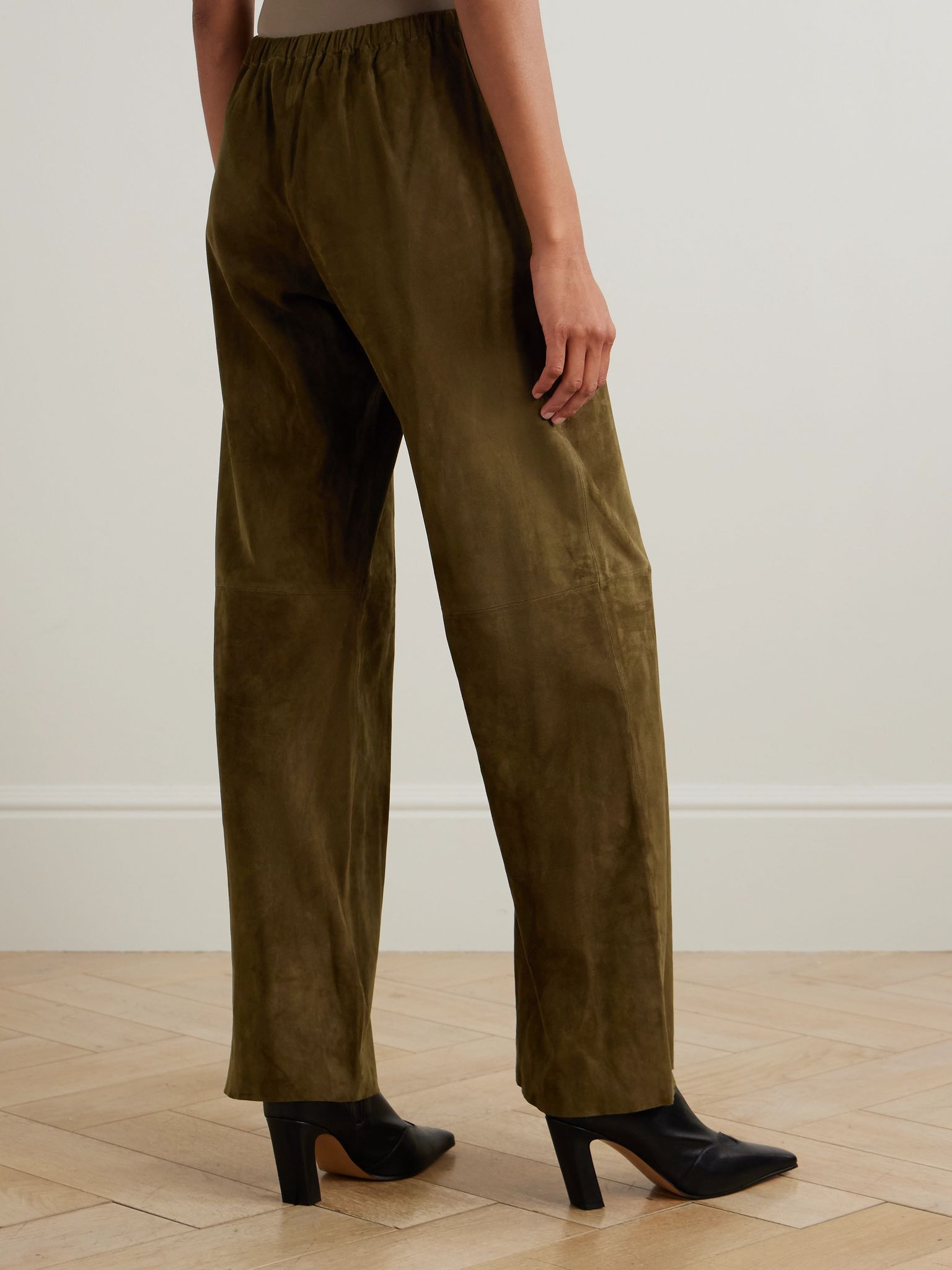 Olan suede wide-leg pants Army green - 4