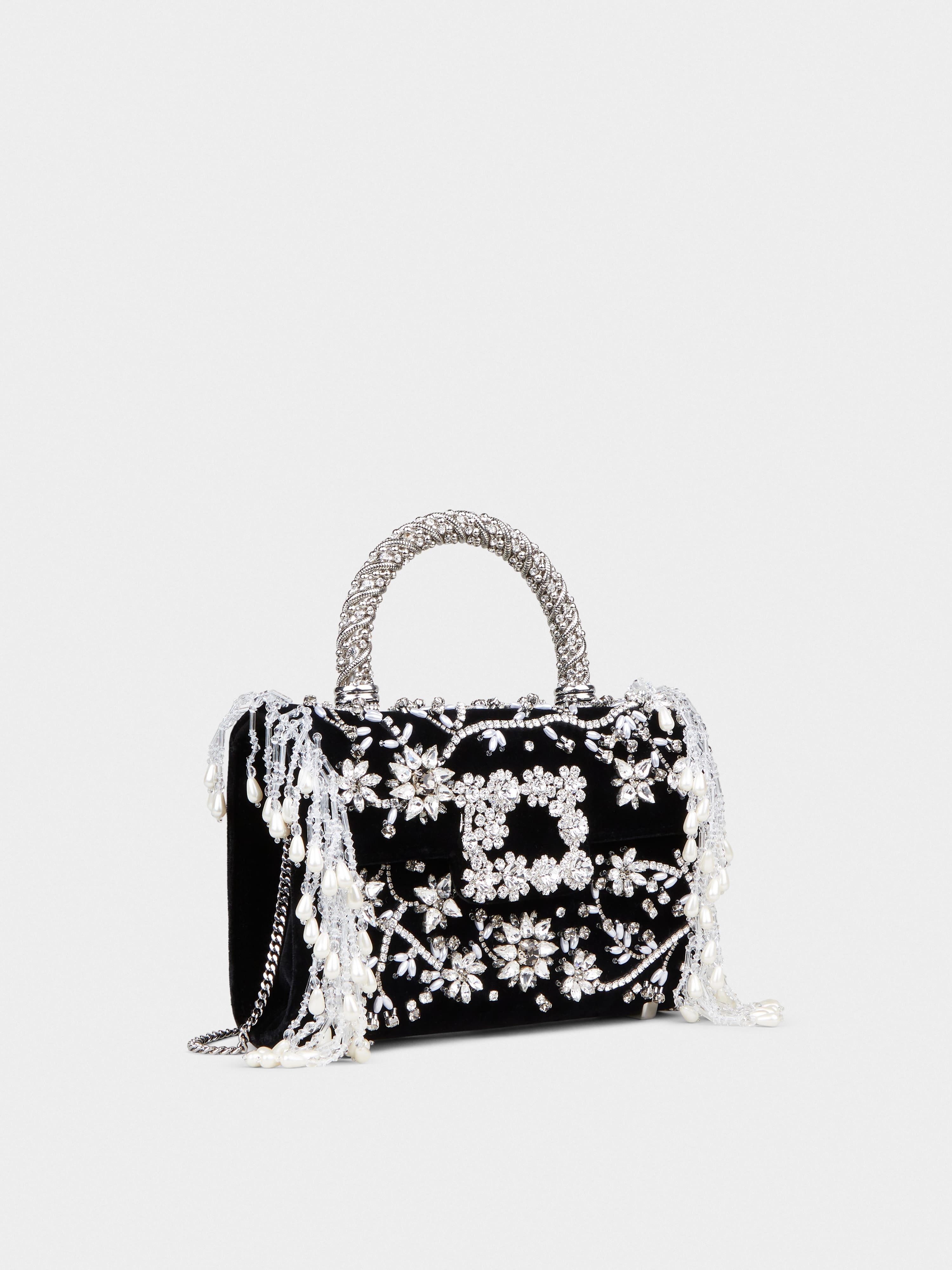 Ramage Jewel Mini Flower Strass Buckle Clutch Bag in Velvet - 3