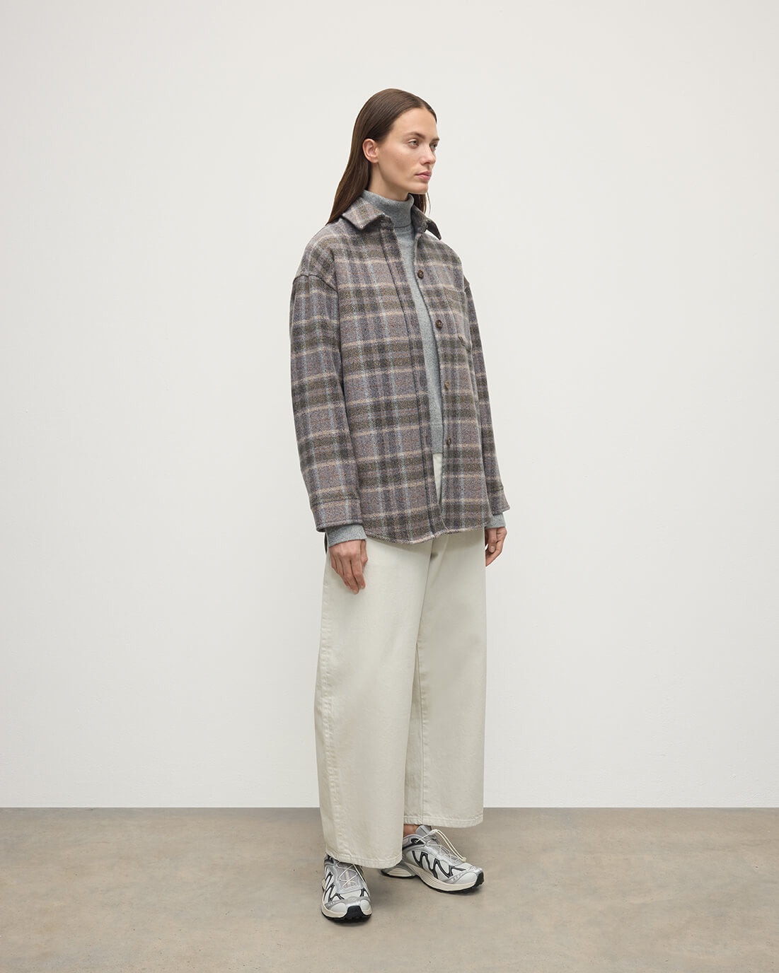 Slate Tweed Check Oversized Shirt - 3