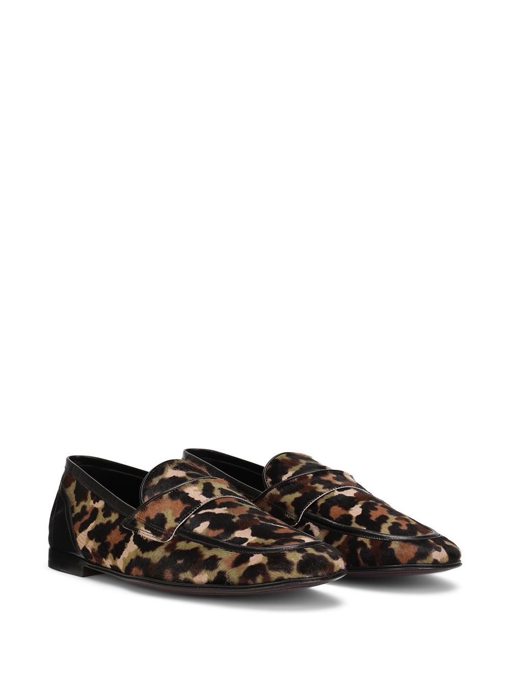 leopard print calf hair loafers - 2