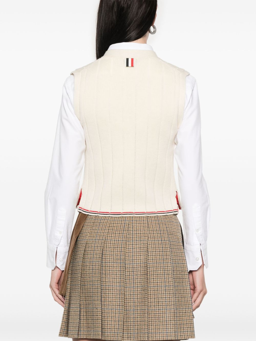 ribbed V-neck vest - 4
