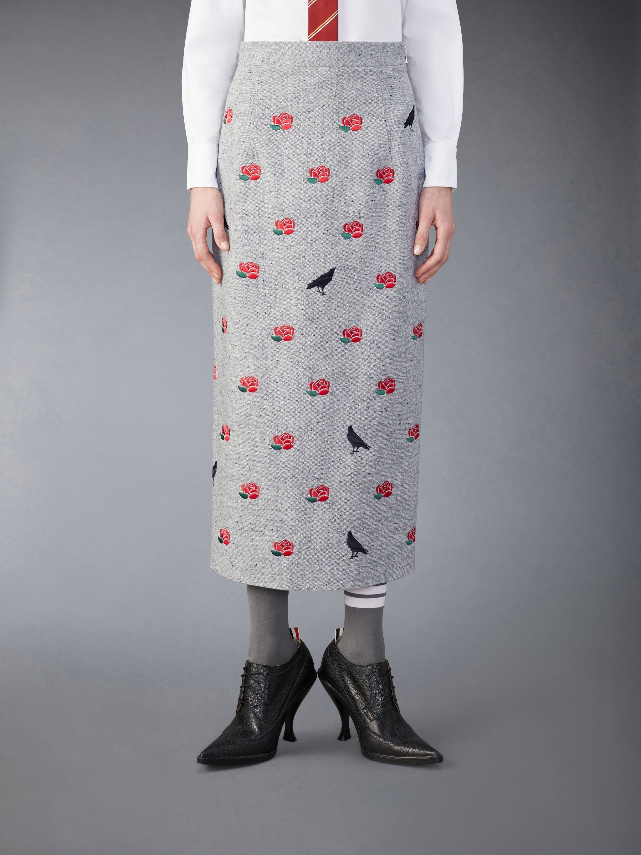 Wool Rose and Raven High Waisted Pencil Skirt - 1