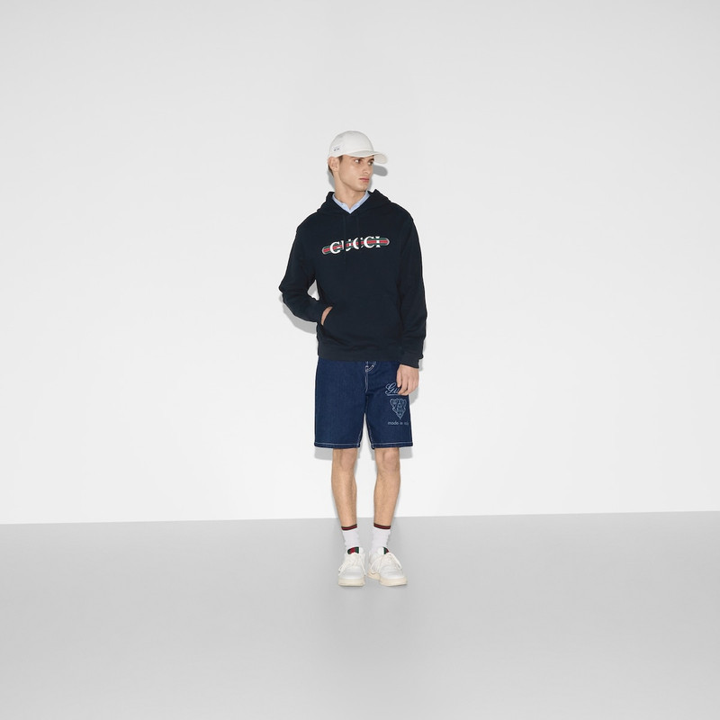 GUCCI Printed cotton jersey hooded sweatshirt outlook
