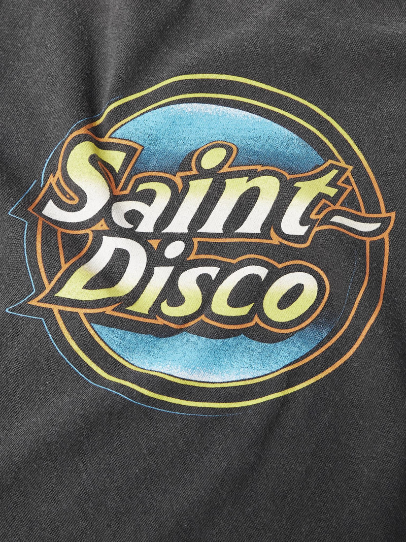 + TEFLON DISCO Distressed Printed Cotton-Jersey T-Shirt Black 6