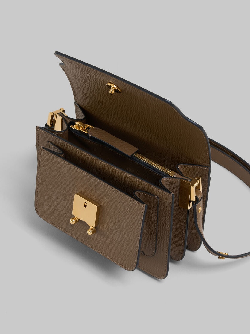 BROWN SAFFIANO LEATHER MINI TRUNK BAG - 3