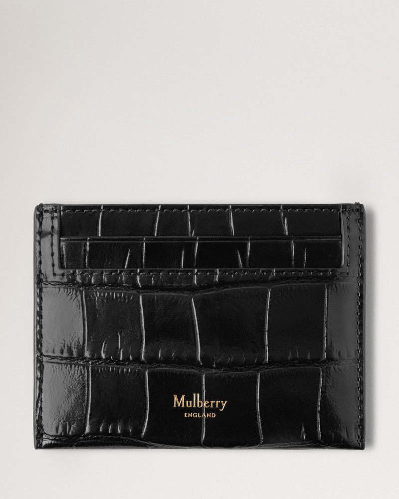 Credit Card Slip Black Shiny Small Croc 1