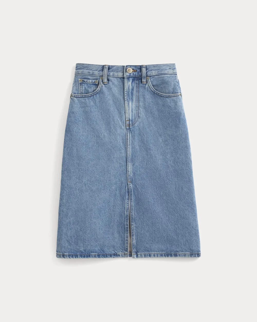 MID-RISE DENIM MIDI SKIRT - 1