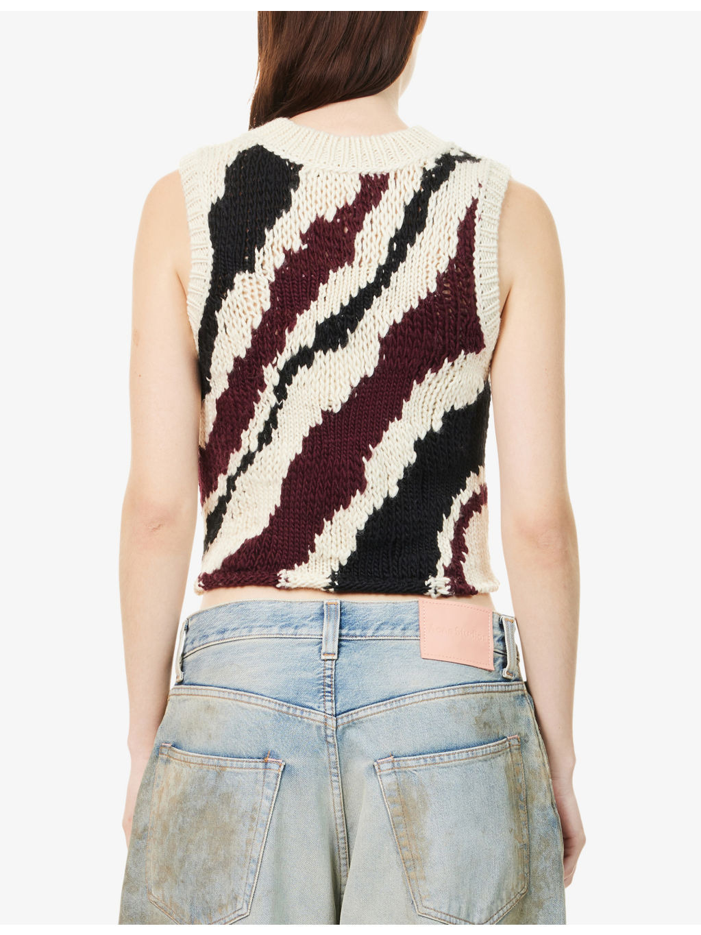 Striped V-Neck Wool Vest - 4