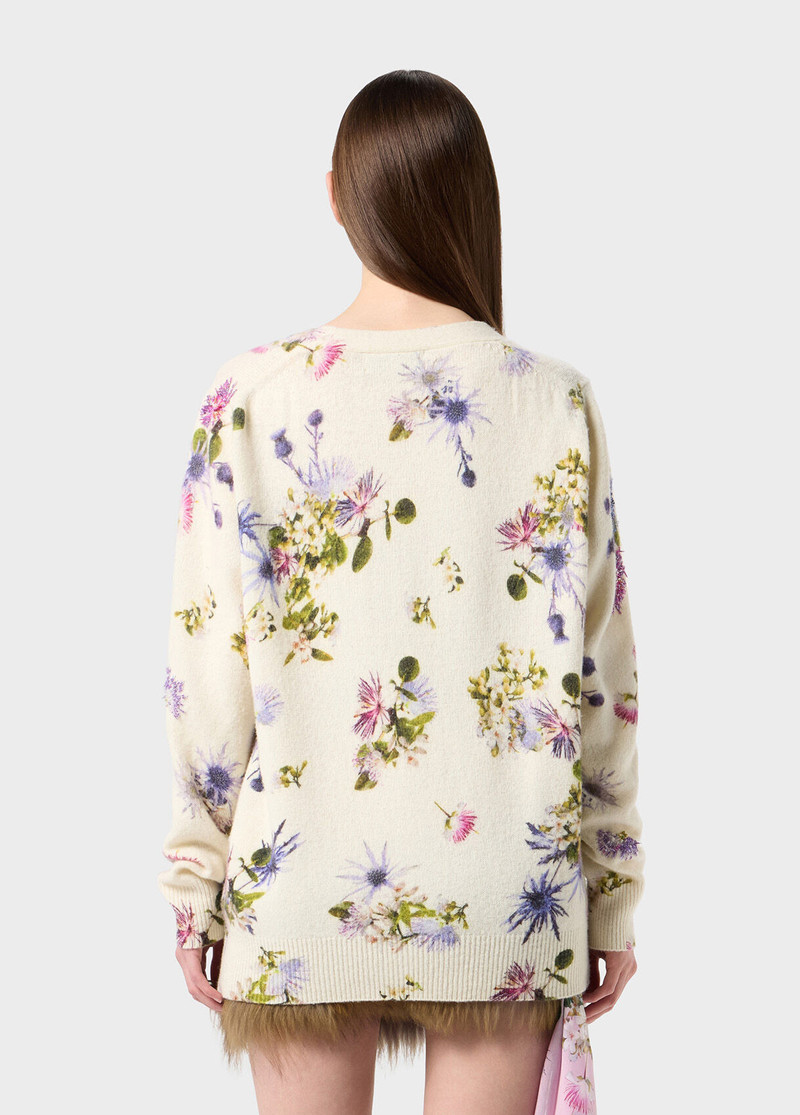 WOOL CARDIGAN WITH BOUQUET PRINT AND EMBROIDERY 3