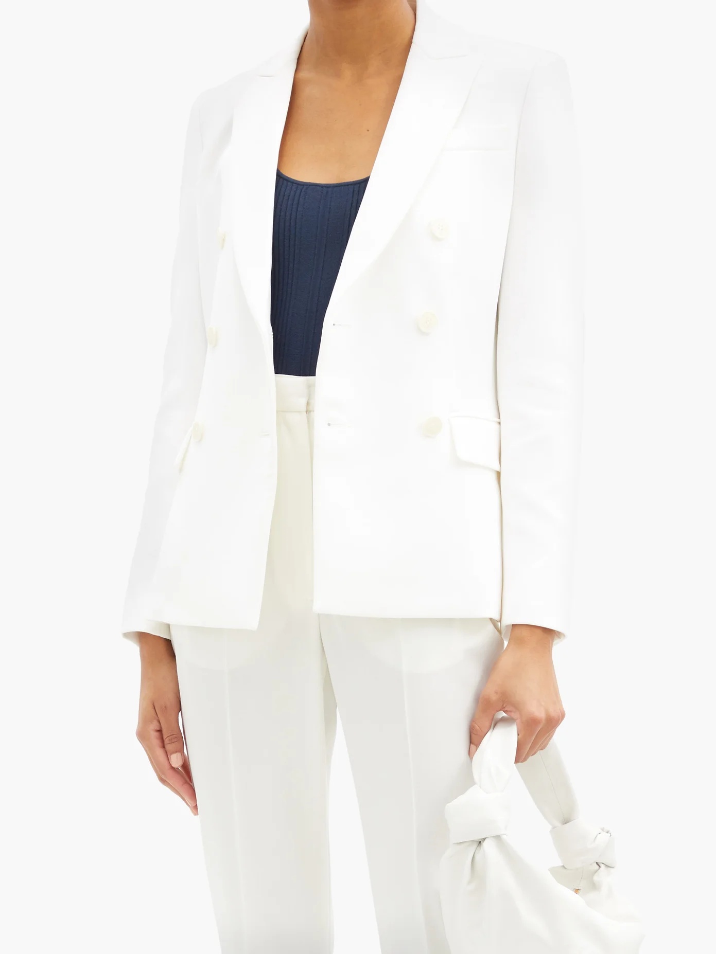 Indiana double-breasted crepe suit jacket - 6