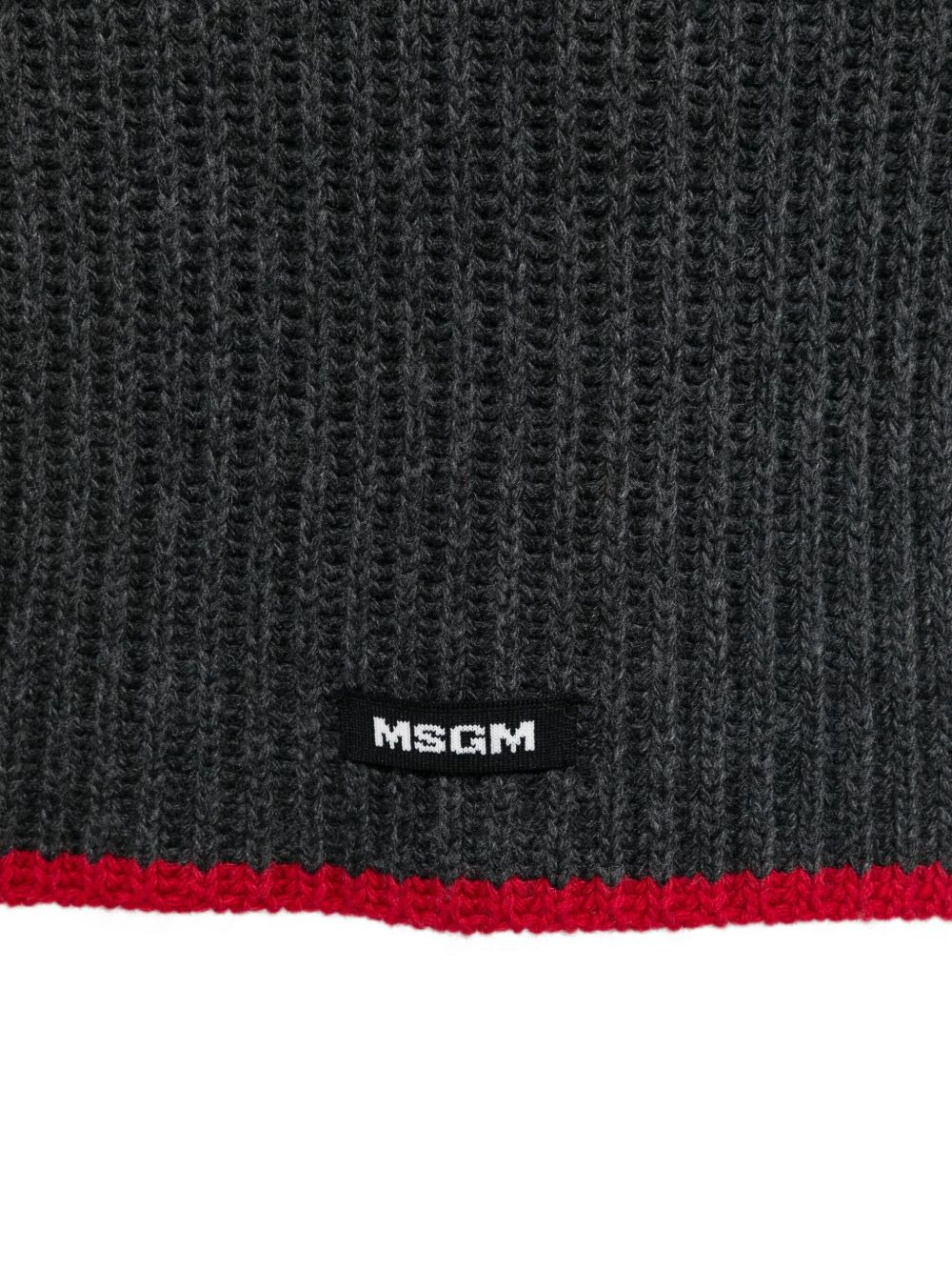 ribbed-knit red-trim scarf - 2