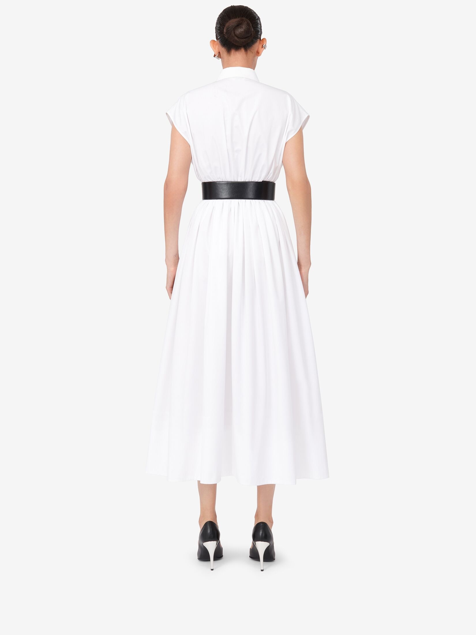 Women's Dropped Shoulder Shirt Dress in Optic White - 4
