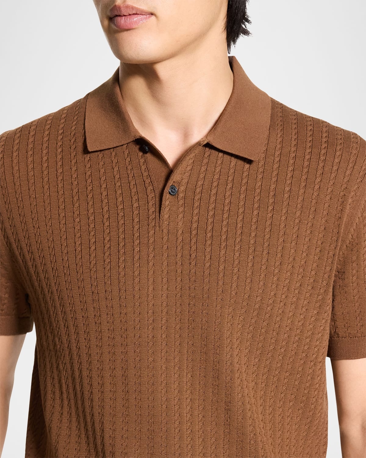 Men's Cable-Knit Polo Sweater - 6