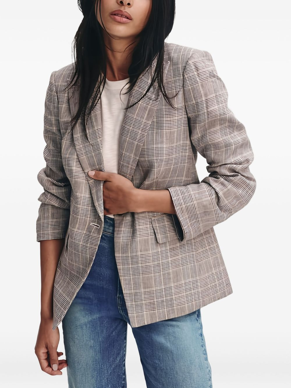 Obie Dickey plaid-pattern single-breasted blazer - 4